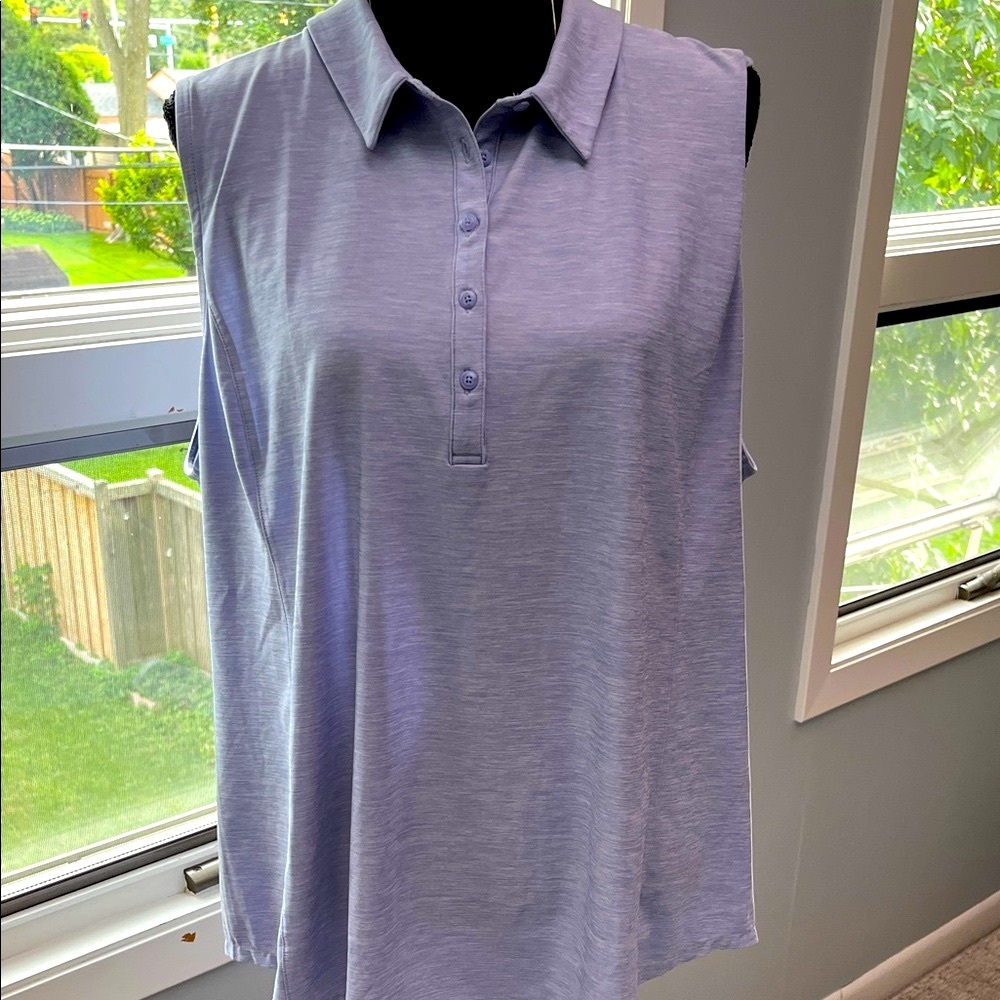 Duluth Trading Co Sky Blue Sleeveless Button Down Shirt sz XXL